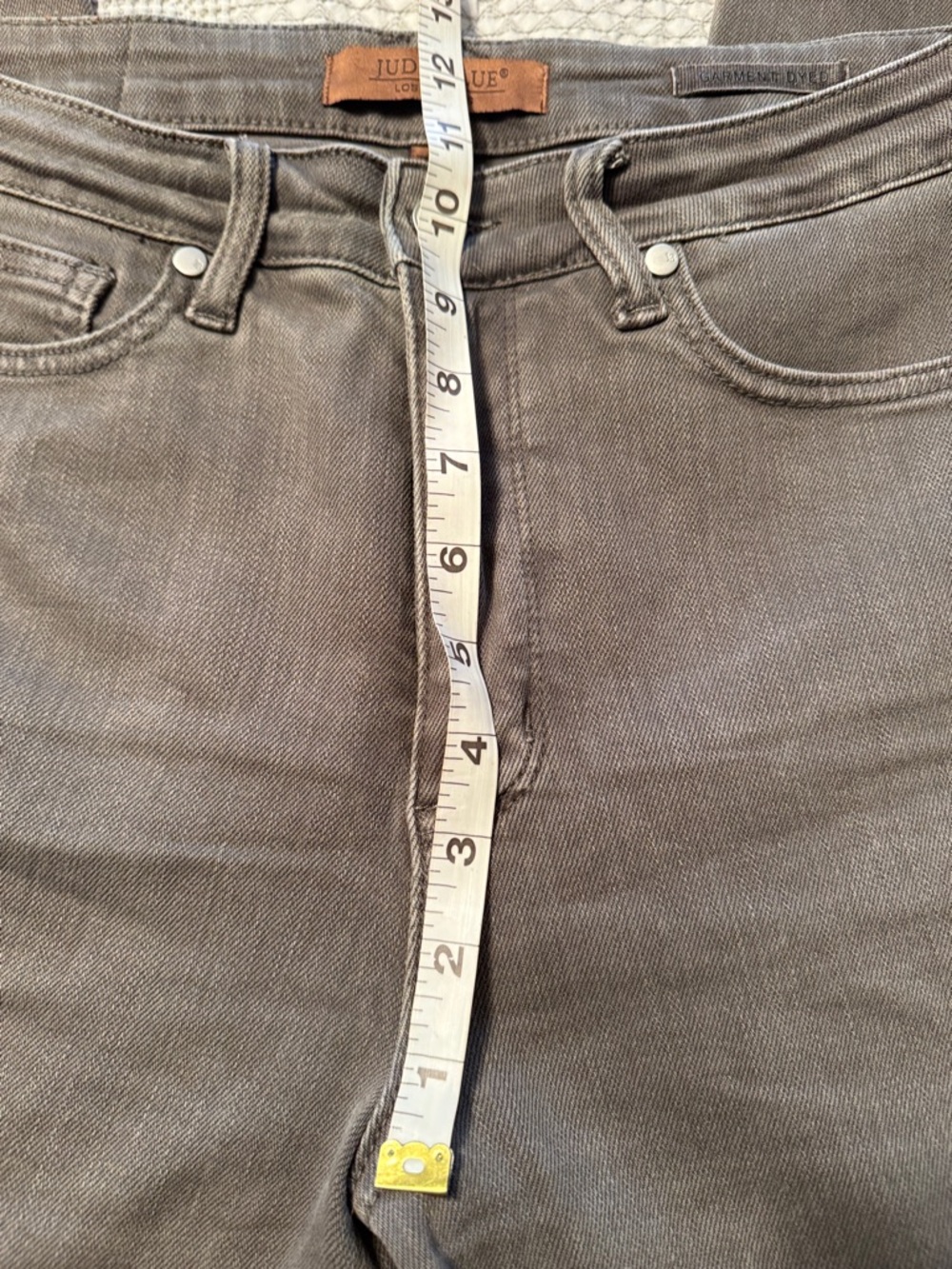 Judy Blue Washed Olive Green/Gray High-Rise Straight Jeans - Picture 5 of 7
